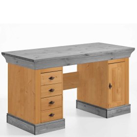 Büroschreibtisch Viaduca in Grau Kiefer teilmassiv im Landhaus Design – Ansicht 3
