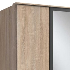 Kleiderschrank Nurana in Eiche Sägerau und Dunkelgrau – Ansicht 3