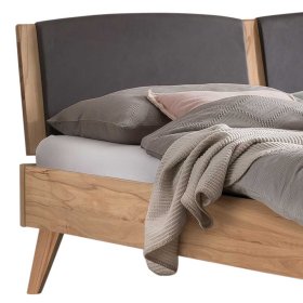 Bett Wildbuche natur geölt Citro mit Polsterkopfteil in Dunkelgrau – Ansicht 3