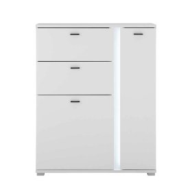Weiße Design Wohnwand Constantin mit LED Beleuchtung 125 cm hoch (dreiteilig) – Ansicht 5