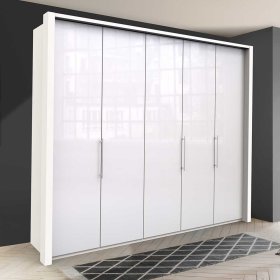 Weißer Schlafzimmerschrank Grinzia mit Falttüren Made in Germany – Ansicht 2