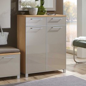 Garderoben Schuhschrank Pattinos in Taupe Glas beschichtet – Ansicht 2