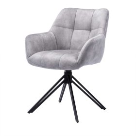 Esstisch Stühle Dawyno in Grau Vintage Velours mit Armlehnen (2er Set) – Ansicht 1