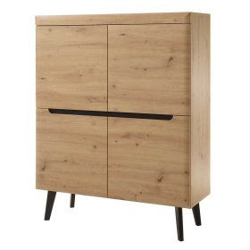 Skandi Wohnwand Tomya in Wildeichefarben 134 cm hoch (dreiteilig) – Ansicht 3