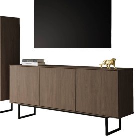 TV Wohnwand Anuta in Nussbaumfarben 137 cm hoch (zweiteilig) – Ansicht 4
