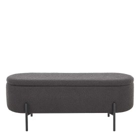 Stoffbank mit Truhe Acsandrio aus Boucle und Metall 110 cm breit – Ansicht 2