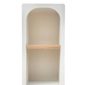 Regalschrank Janyna mit Struktur Kalkputz und Massivholztür – Ansicht 5