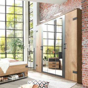 Schlafzimmer Set Latizia in Dunkelgrau und Plankeneiche Holzoptik (vierteilig) – Ansicht 17