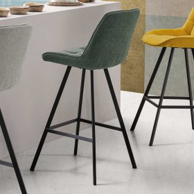 Tresenhocker Krystof in modernem Design - Dunkelgrün und Schwarz (2er Set) – Ansicht 3