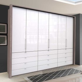 XXL Schlafzimmerkleiderschrank Yunidra mit Falttüren und vielen Schubladen – Ansicht 2