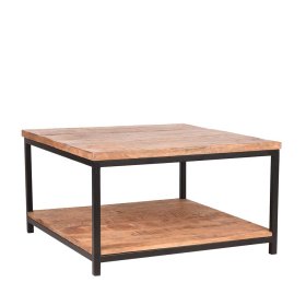 Couchtisch Nick aus Mangobaum Massivholz geölt und Metall Schwarz – Ansicht 1