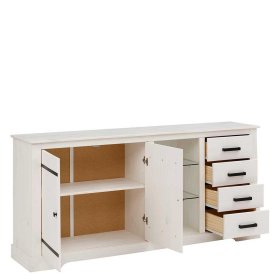 Sideboard Siluzia aus Kiefer Massivholz in Weiß und Schwarz – Ansicht 4