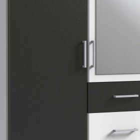 Drehtürenkleiderschrank mit Spiegel Tolofoa in Dunkelgrau und Weiß – Ansicht 4