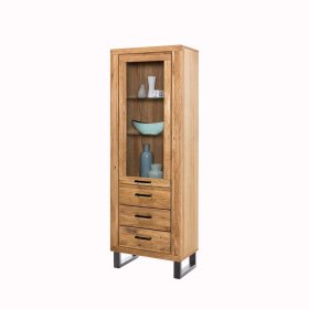 Vitrine Anesto aus Wildeiche teilmassiv 200 cm hoch – Ansicht 1