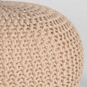 Strick Pouf Yalin in Creme Weiß im Skandi Design – Ansicht 3