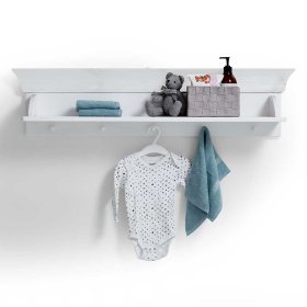 Weißes Babyzimmer Wandboard Mures aus Kiefer Massivholz mit Haken – Ansicht 2