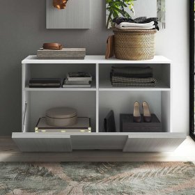 Garderobenkommode Curney in Eukalyptusfarben mit Klappe – Ansicht 3
