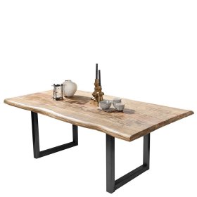 Tisch mit Baumkante Roga aus Mangobaum Massivholz und Eisen – Ansicht 1