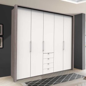 Großraum Kleiderschrank Rarian in Weiß und Eiche Trüffelfarben – Ansicht 2