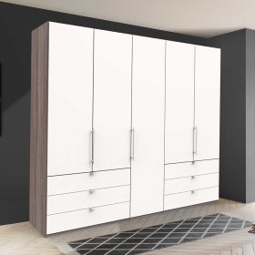 Kombi Schlafzimmerschrank Rarian in Weiß Eiche Trüffelfarben modern – Ansicht 3