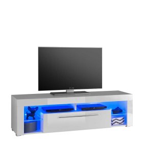 Hochglanz TV Board Lucrino in Weiß mit LED Beleuchtung – Ansicht 1