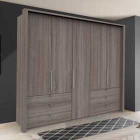 Schlafzimmerkleiderschrank Vasilio in Eiche Trüffelfarben mit viel Stauraum – Ansicht 2