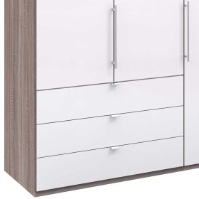 Großer Schlafzimmerkleiderschrank Yunidra 3 türig mit Metallgriffen – Ansicht 4