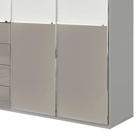 Schlafzimmerkleiderschrank Latina mit acht Schubladen Front glasbeschichtet – Ansicht 3