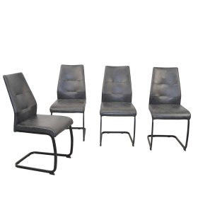 Schwingstühle Chiron in Anthrazit Vintage mit Gestell aus Metall (4er Set) – Ansicht 4