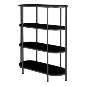 Ovales Wohnzimmerregal Enetta in Schwarz modernes Design – Ansicht 1