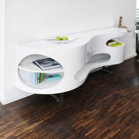 Trendiges Sideboard Lipidean in Weiß Hochglanz geschwungen geformt – Ansicht 2