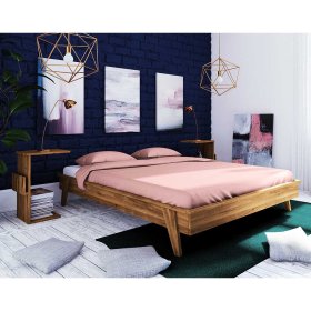 Wildeiche Bett Carilla aus massiv geölt mit Nachtkonsolen (dreiteilig) – Ansicht 3