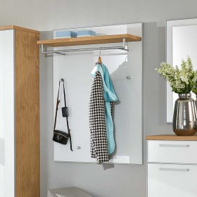 Flurgarderobe Luoretta in Weiß Glas Eiche Bianco furniert – Ansicht 3