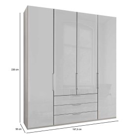 Schlafzimmerschrank Locoro in Weiß glasbeschichtet mit Soft Close – Ansicht 11