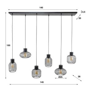 Metall Pendelleuchte Crocinol in Dunkelgrau 145 cm breit – Ansicht 6