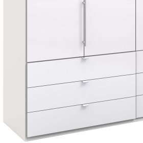 Weißer Schrank Grinzia mit Falttüren glasbeschichtet – Ansicht 4