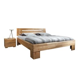 Massivholz Doppelbett Restania aus Wildeiche honigfarben mit Nachtkommoden (dreiteilig) – Ansicht 2