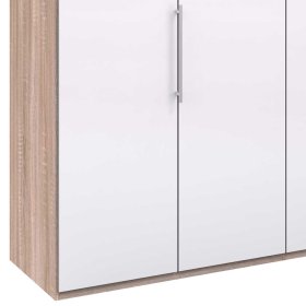 Breiter Schlafzimmerkleiderschrank Andryas in Weiß und Eiche Sägerau 3 türig – Ansicht 4