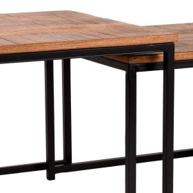 Beistelltisch Set Cavio aus Mangobaum Massivholz und Metall handgearbeitet (zweiteilig) – Ansicht 6