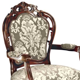 Barockstil Armlehnstuhl Daltiana mit Ornament Webstoff in Creme und Taupe – Ansicht 3