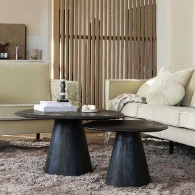 Moderner Couchtisch Ackora in Schwarz aus Mangobaum Massivholz – Ansicht 8