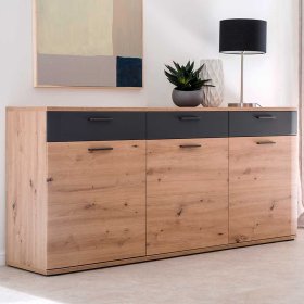 Sideboard Lucisa in Eiche Optik und Anthrazit 180 cm breit – Ansicht 3