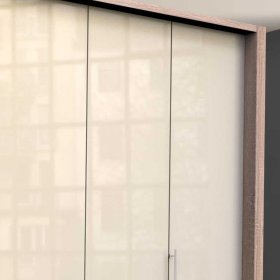 Design Kleiderschrank Codumenta in Creme Weiß und Eiche Sägerau mit Falttüren – Ansicht 5