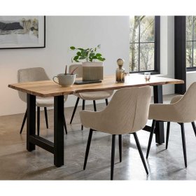 Tisch Esszimmer rustikal Valira mit natürlicher Baumkante aus Akazie und Metall – Ansicht 11