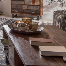 Design Wohnzimmertisch Tamila aus Mangobaum Massivholz sandgestrahlt – Ansicht 3