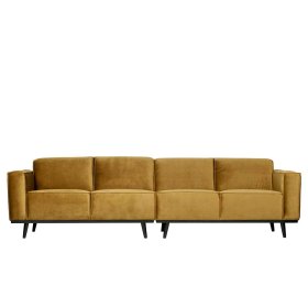 Wohnzimmer Sofa Graves in Honigfarben Samt im Retro Style – Ansicht 5
