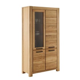 Wohnzimmerschrank Crystoga in Wildeichefarben teilmassiv – Ansicht 1