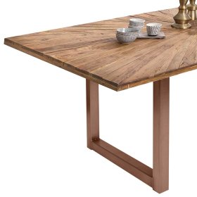 Designtisch Natural aus Teak Recyclingholz und Stahl im Industry Style – Ansicht 3
