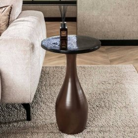 Beistelltisch Cranoz in runder Form aus Gussglas und Metall – Ansicht 2