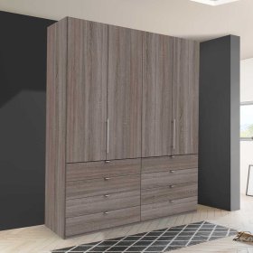 Jugend Kleiderschrank Vasilio in Eiche Trüffelfarben mit Falttüren – Ansicht 3